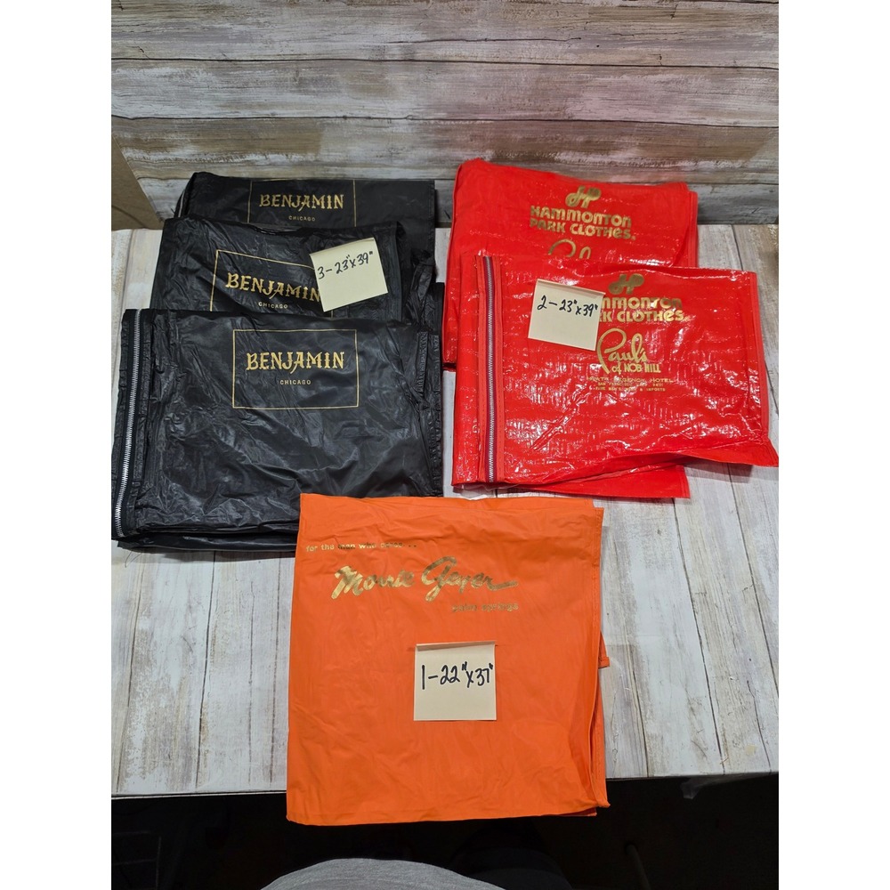 Lot of 6 Vintage Garment Bags Benjamin Chicago Hammonton‎ Park Morrie Geyer Suit